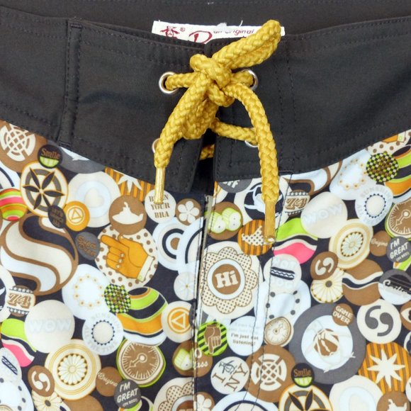 Penguin Munsingwear Swim Board Shorts Mens 30 Retro Slogans Button Pins Print - Picture 4 of 16